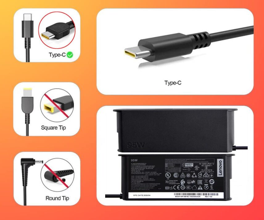 Originale 95W USB-C Lenovo IdeaPad 5 15ALC05 82LN00BBYA Alimentatore Adattatore + Cavo Originale 95W USB-C Lenovo IdeaPad 5 15ALC05 82LN00BBYA Alimentatore Adattatore + Cavo