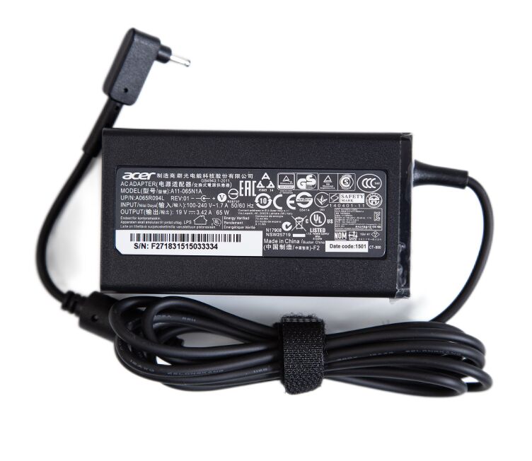 Originale 65W Acer KP.04501.003 Alimentatore Adattatore + Cavo